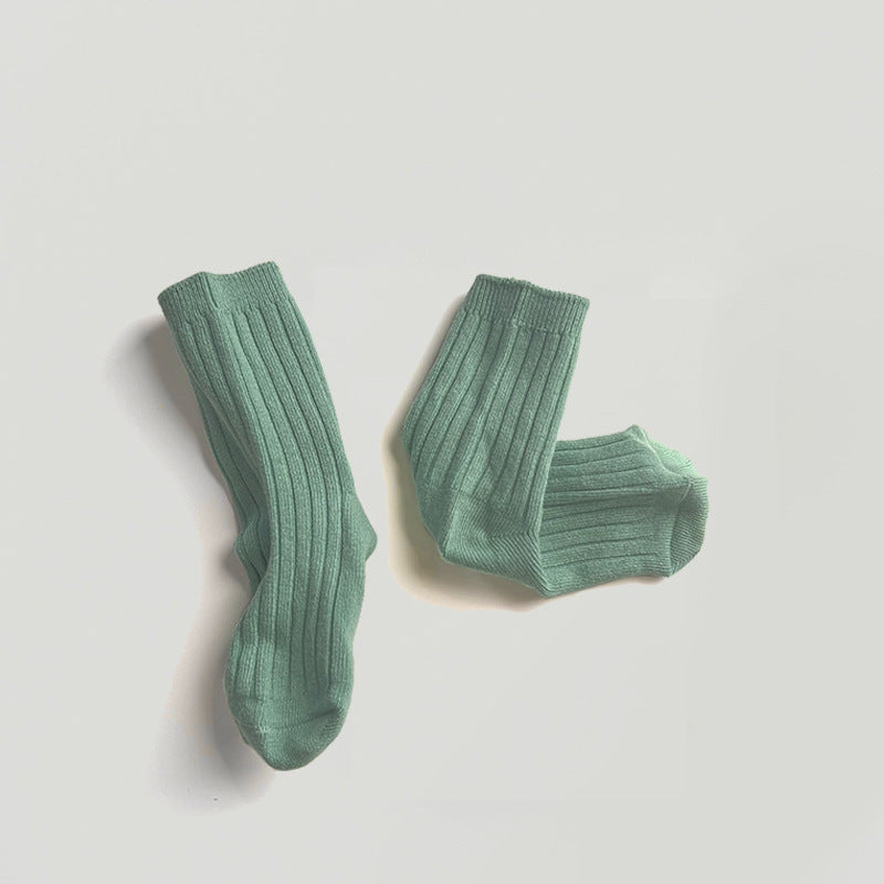 Cotton Rib Middle Calf Socks