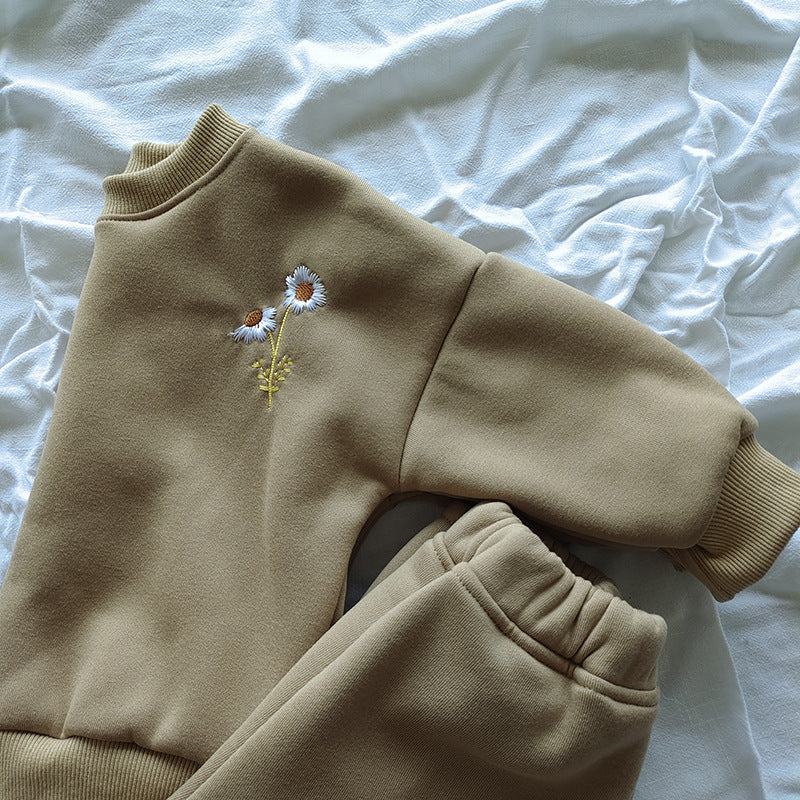 Knit Flower Pullover Set