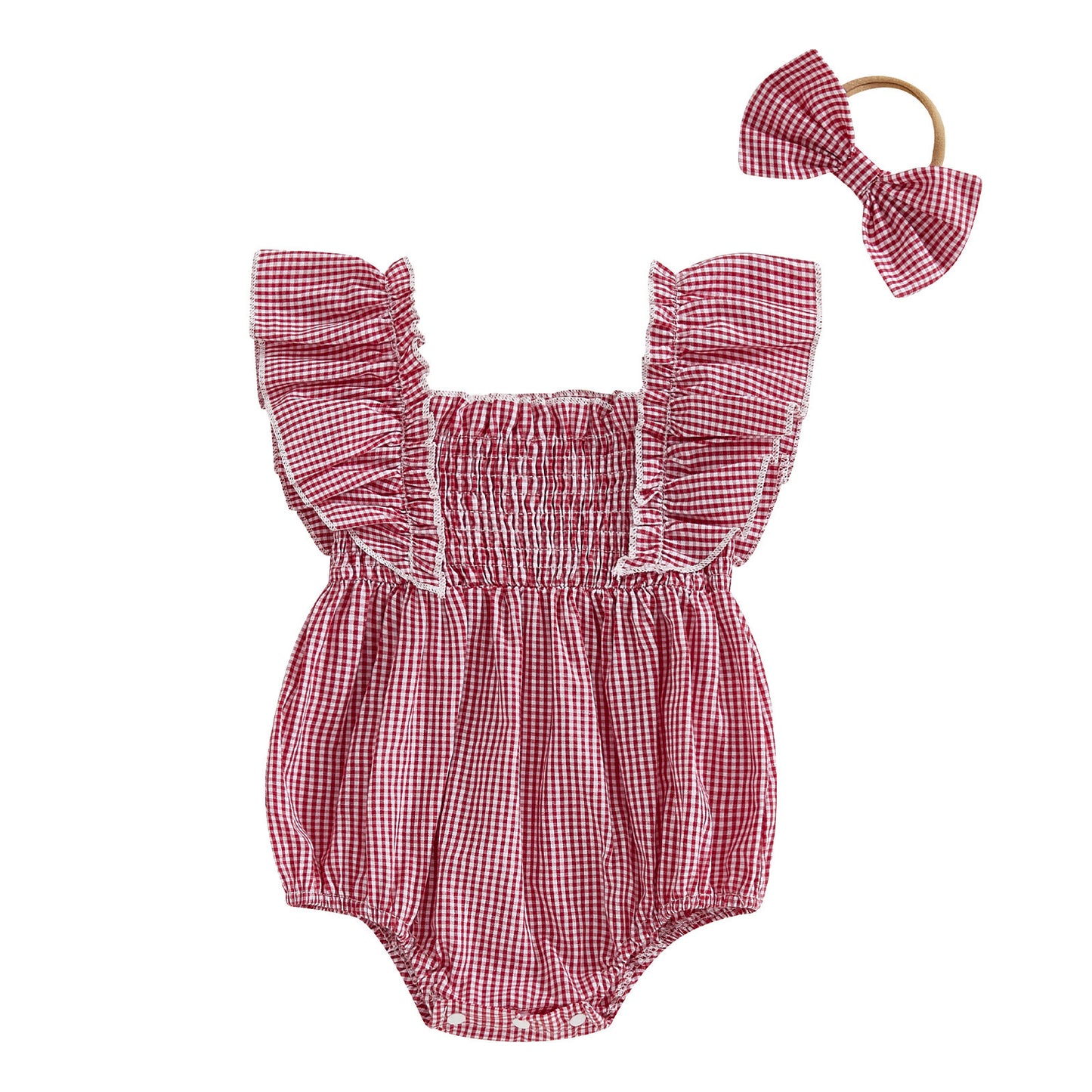 Plaid Ruffle Romper Set