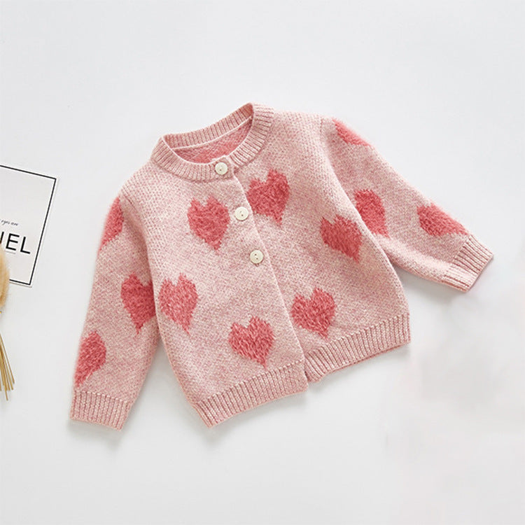 Knit Heart Cardigan Set