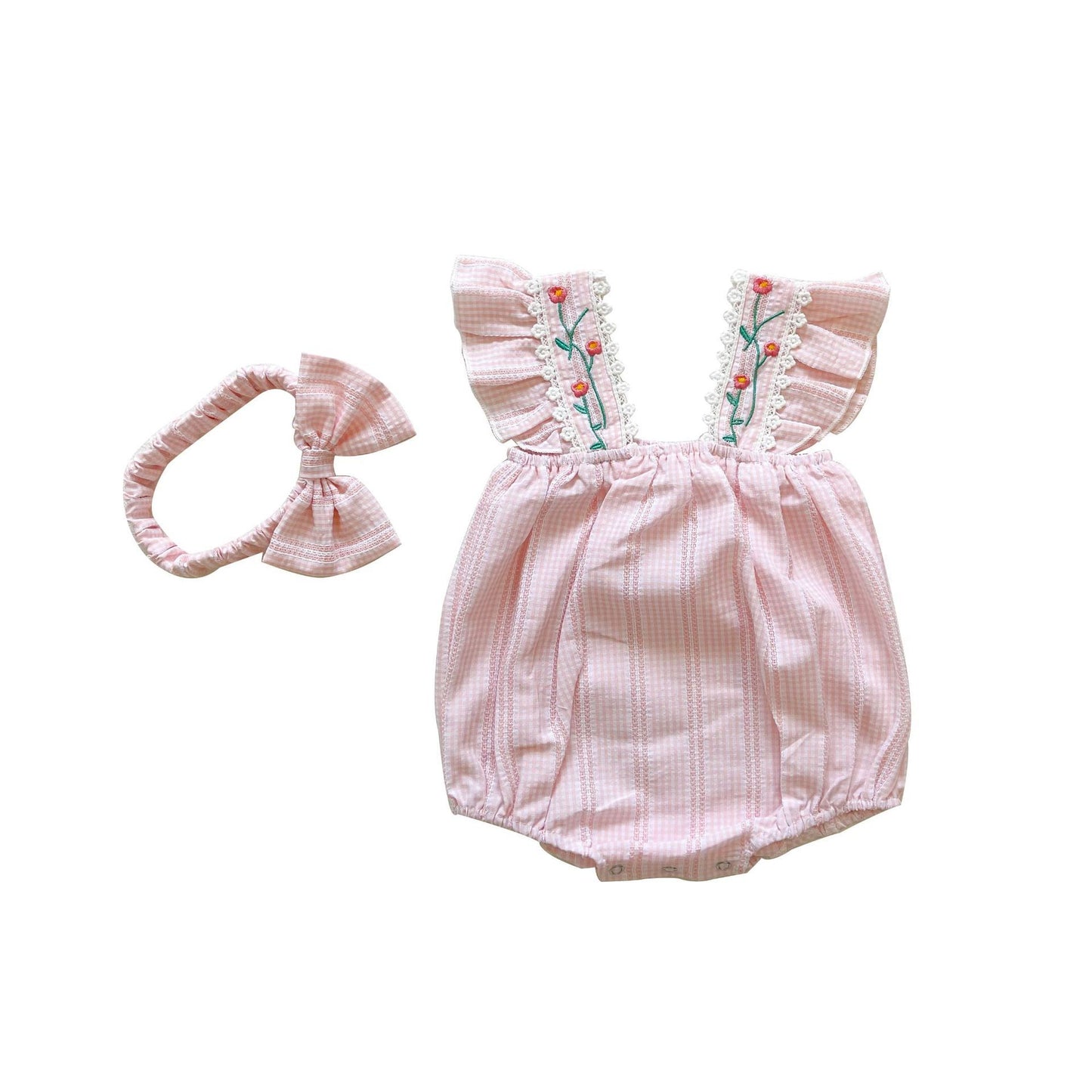 Blossom-Embroidered Romper