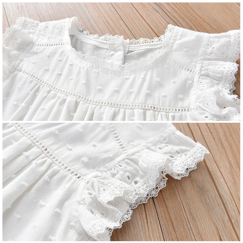 Cotton-Pearl Eyelet Dress