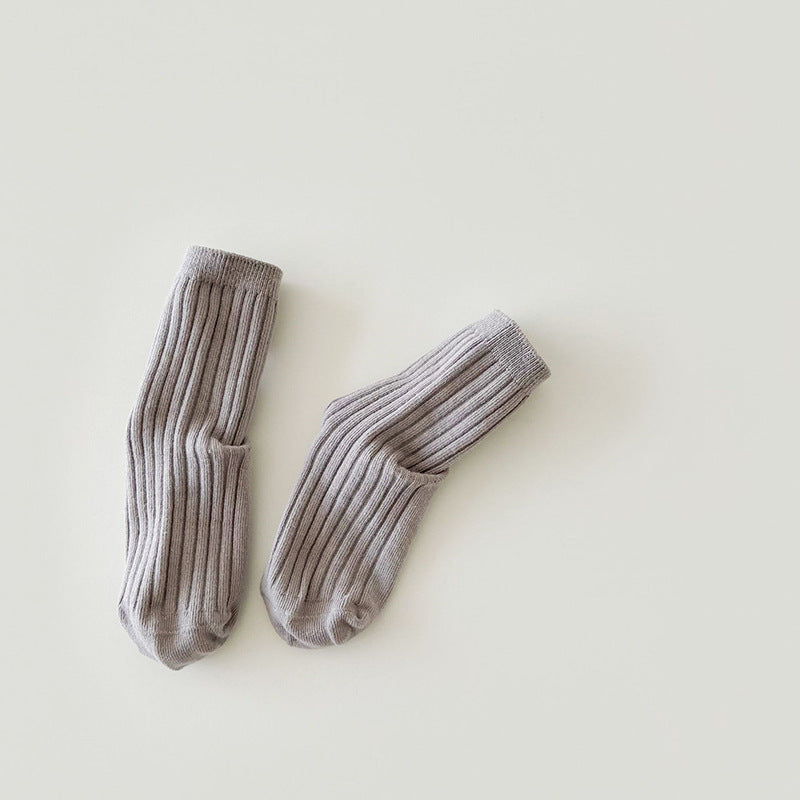 Cotton Rib Middle Calf Socks