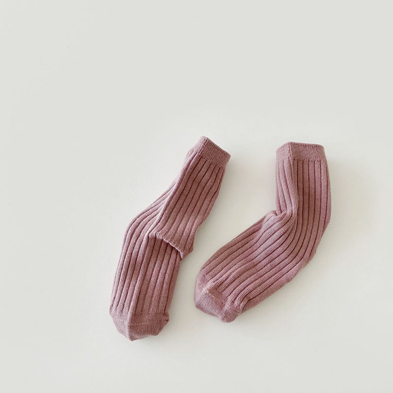 Cotton Rib Middle Calf Socks