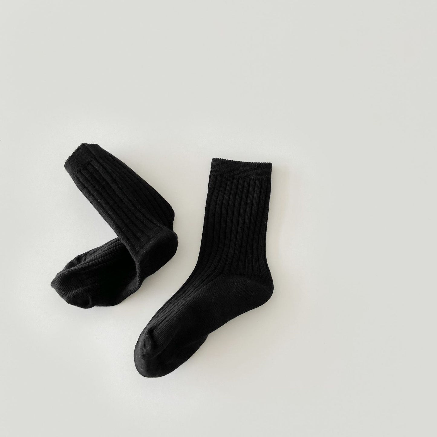 Cotton Rib Middle Calf Socks