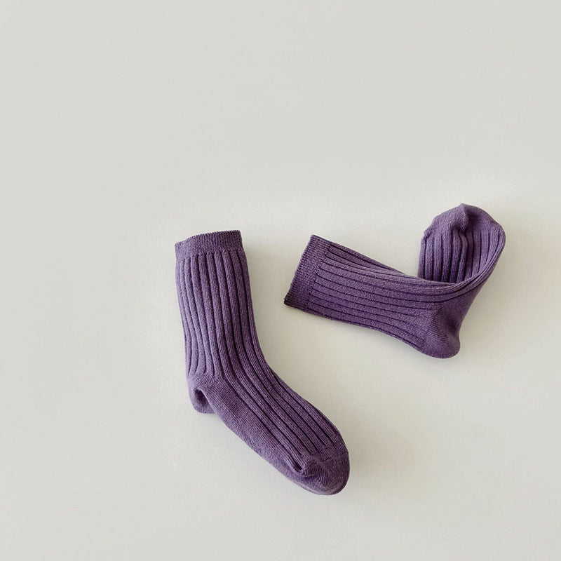 Cotton Rib Middle Calf Socks