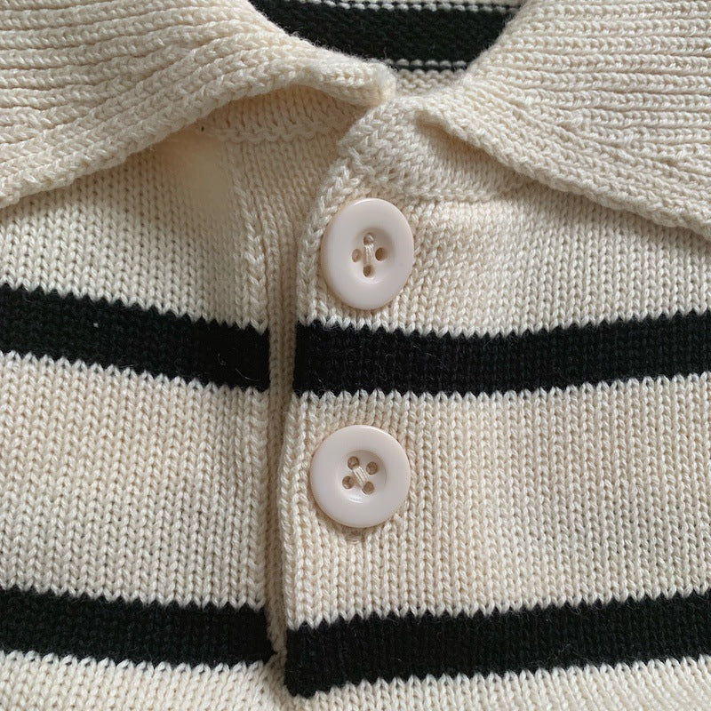 Stripe-Woven Pullover Sweater