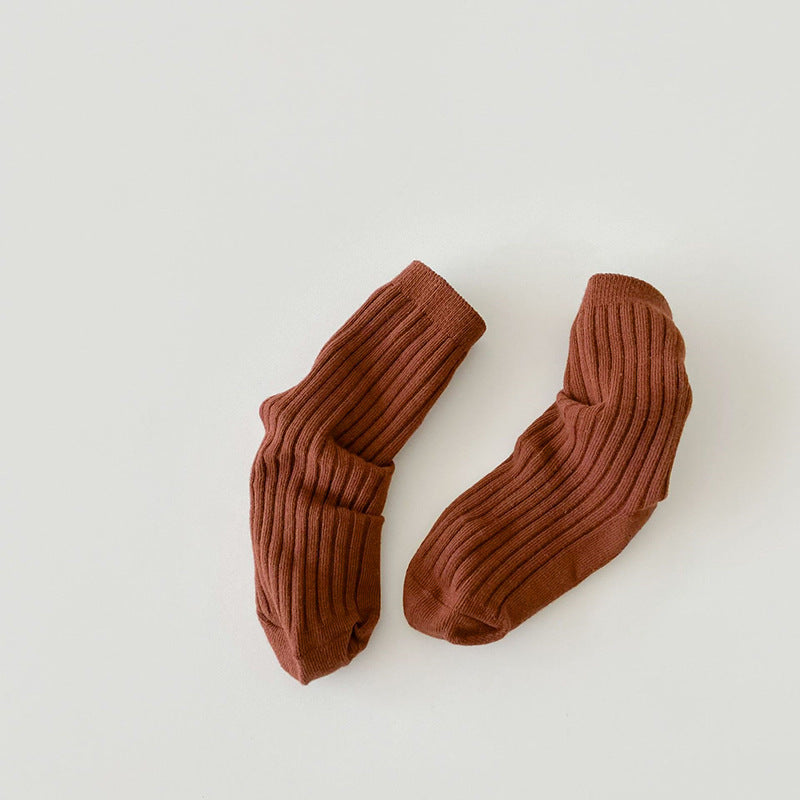 Cotton Rib Middle Calf Socks