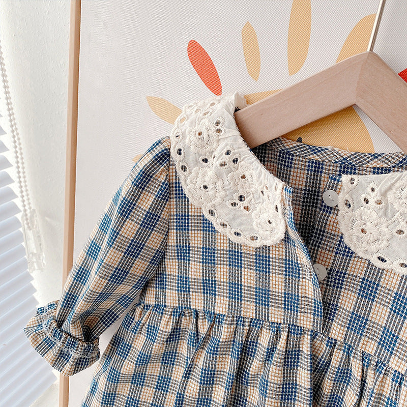 Cotton Plaid Romper Dress