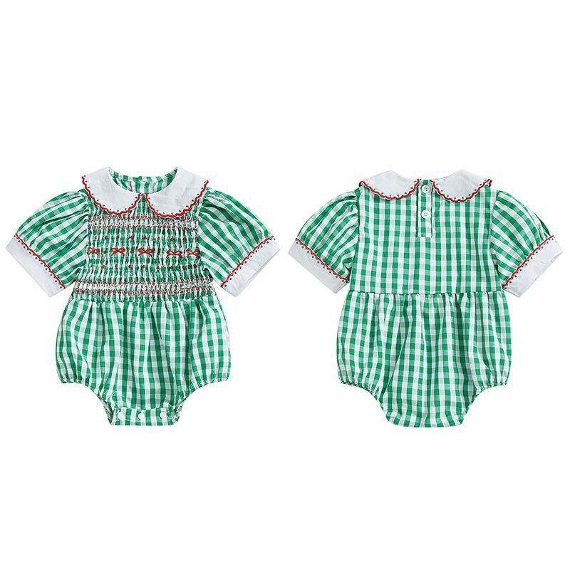 Smocked Gingham Crawling Onesie