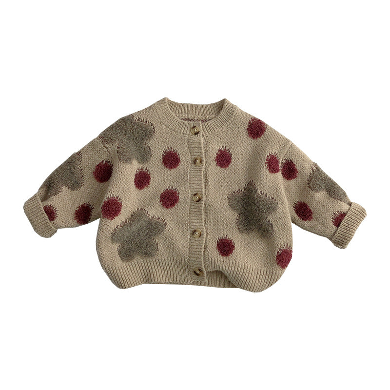 Dotted-Mohair Knit Cardigan