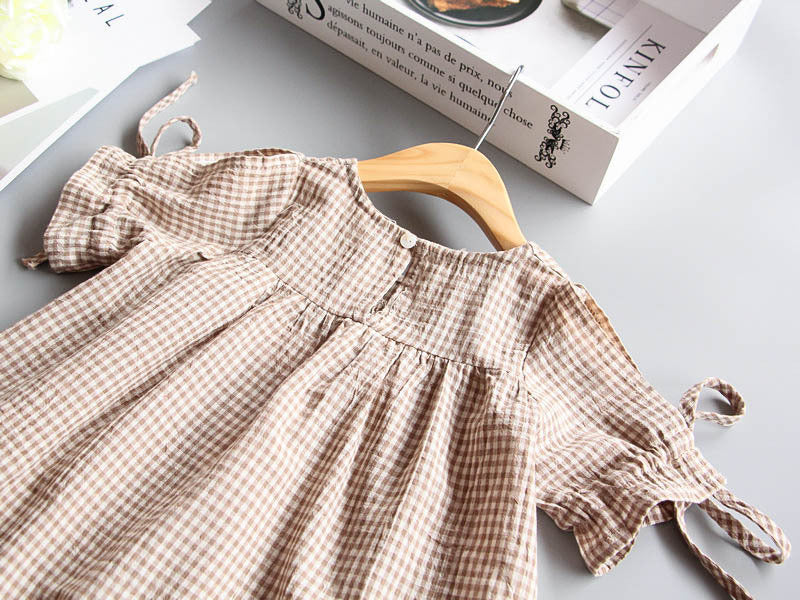 Grid Cotton A-line Skirt