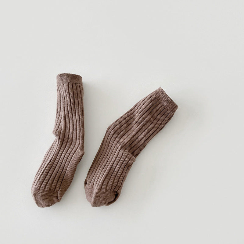 Cotton Rib Middle Calf Socks