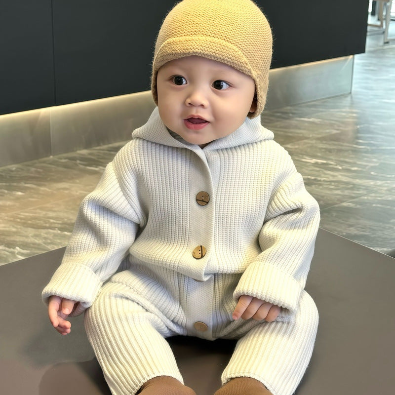 Heirloom Chunky Knit Romper and Bonnet