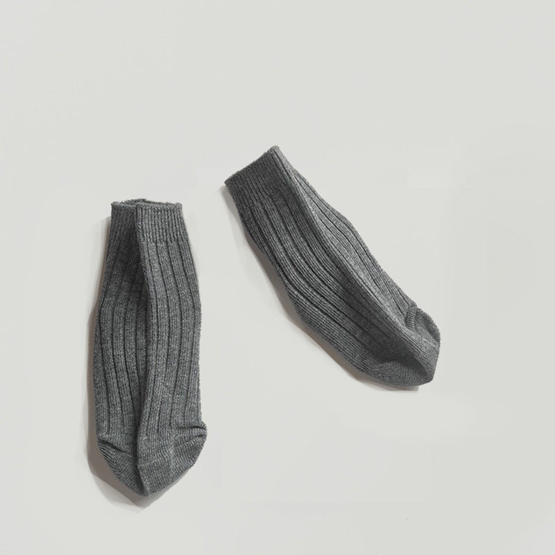 Cotton Rib Middle Calf Socks