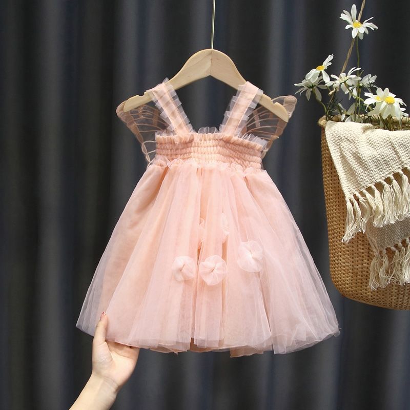 Butterfly Puff Mesh Dress