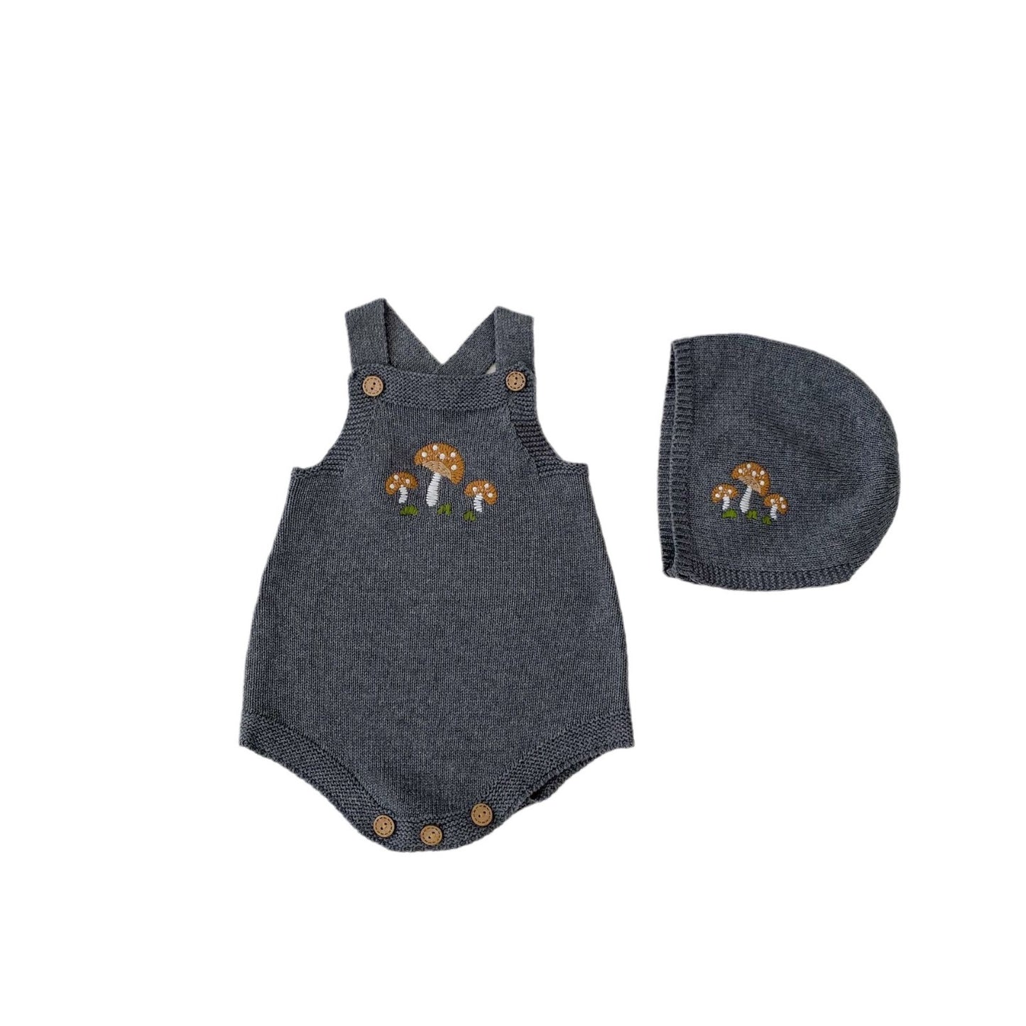 Mushroom Embroidered Baby Romper