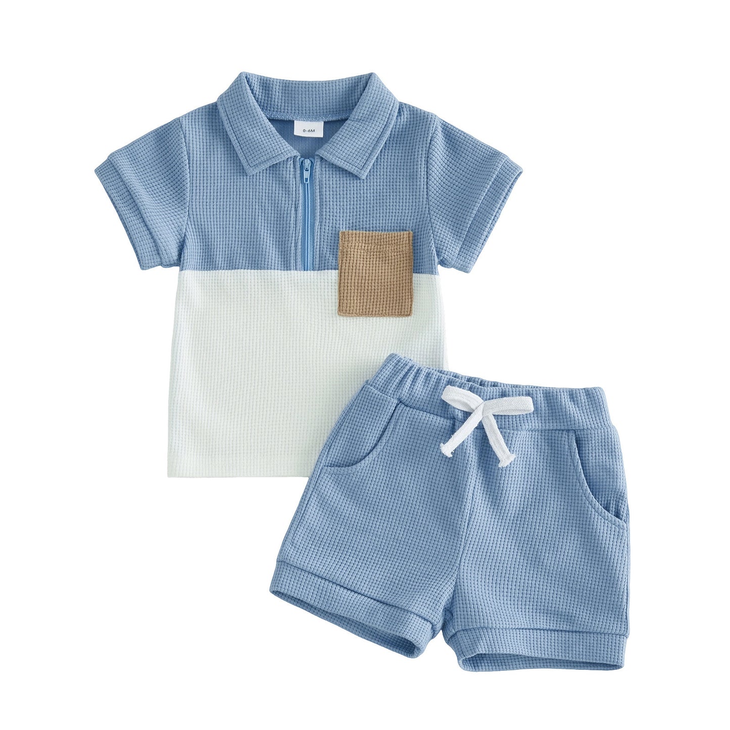 Waffle Polo Top and Shorts Set