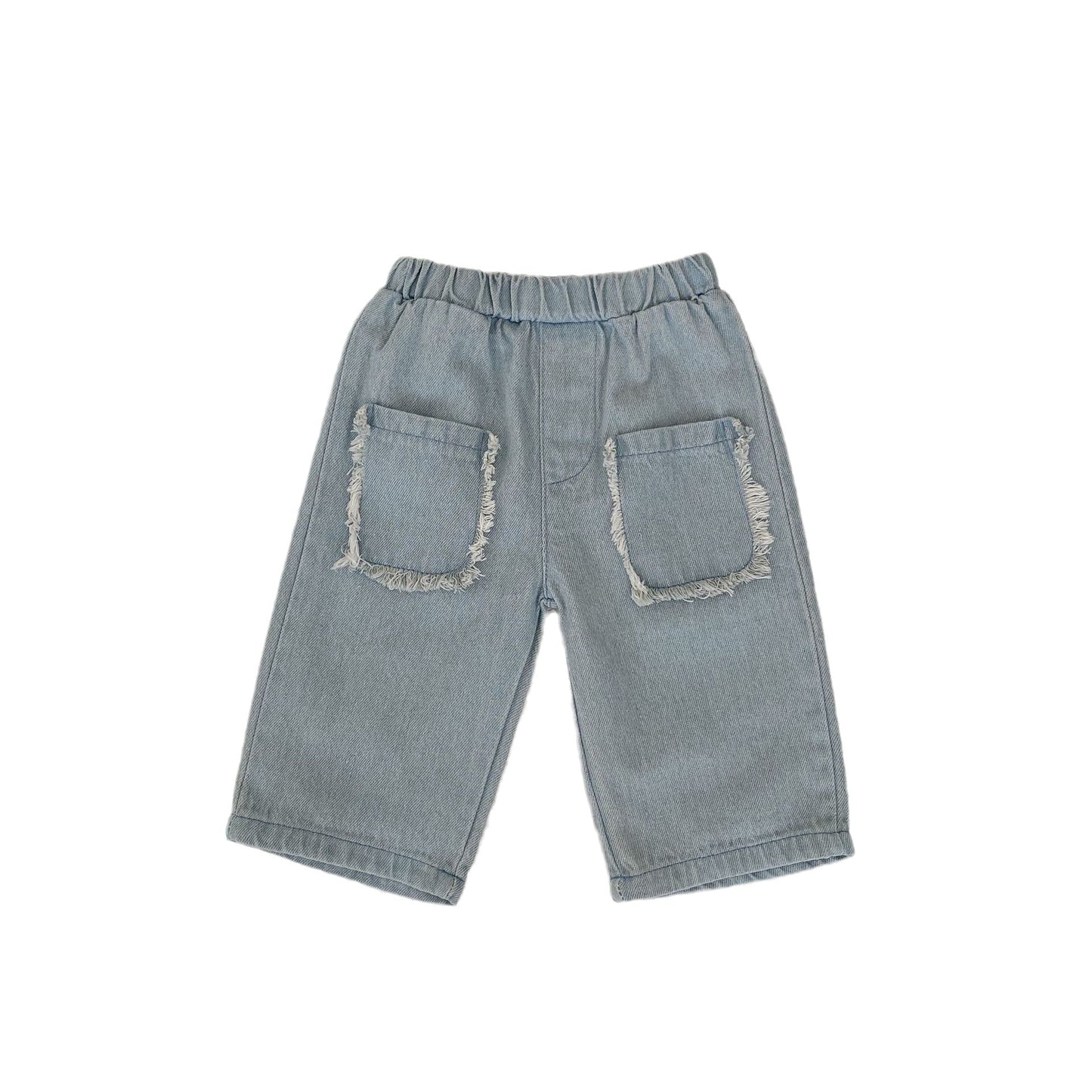 Fern Cropped Denim frayed pocket detail