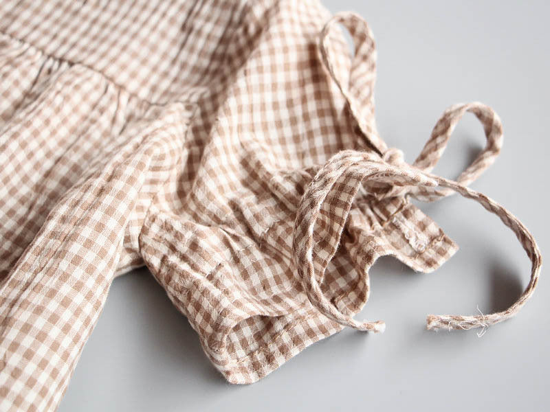 Grid Cotton A-line Skirt