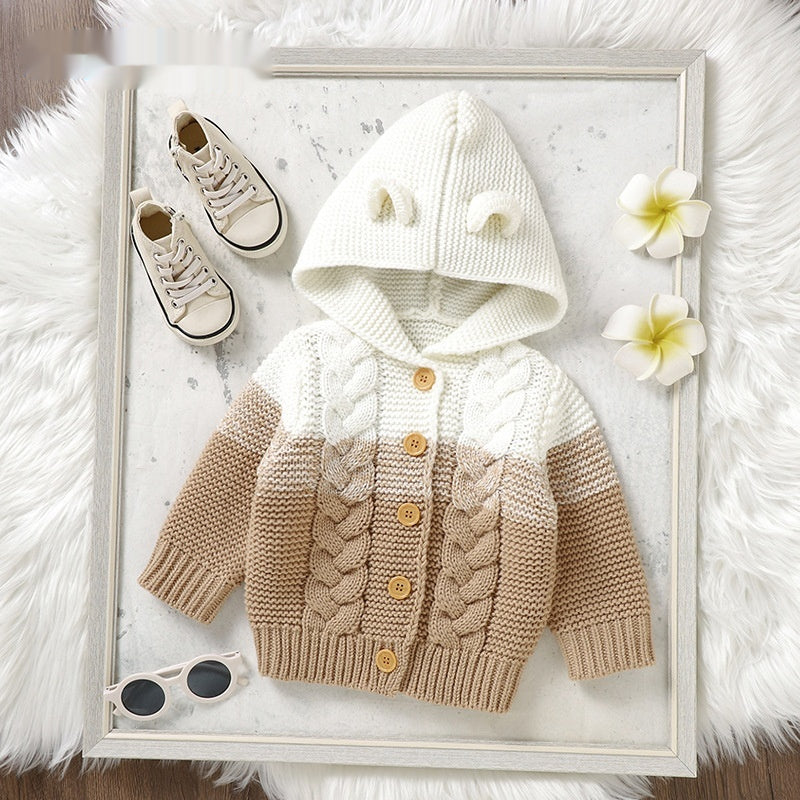 Cable-Knit Hooded Cardigan