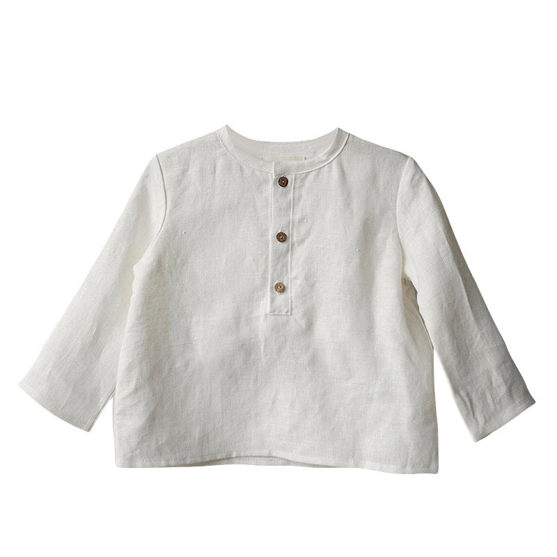 Acorn Linen Shirt in ivory, flat lay