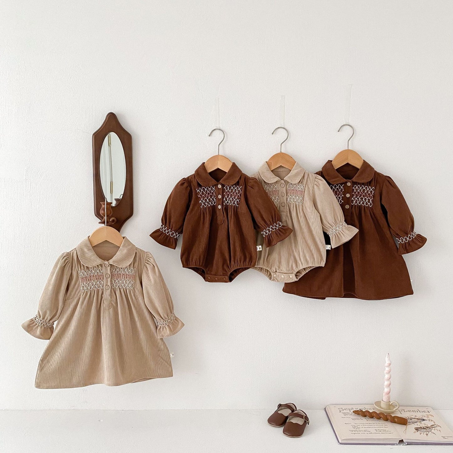 Acorn Smocked Dress collection, front view
