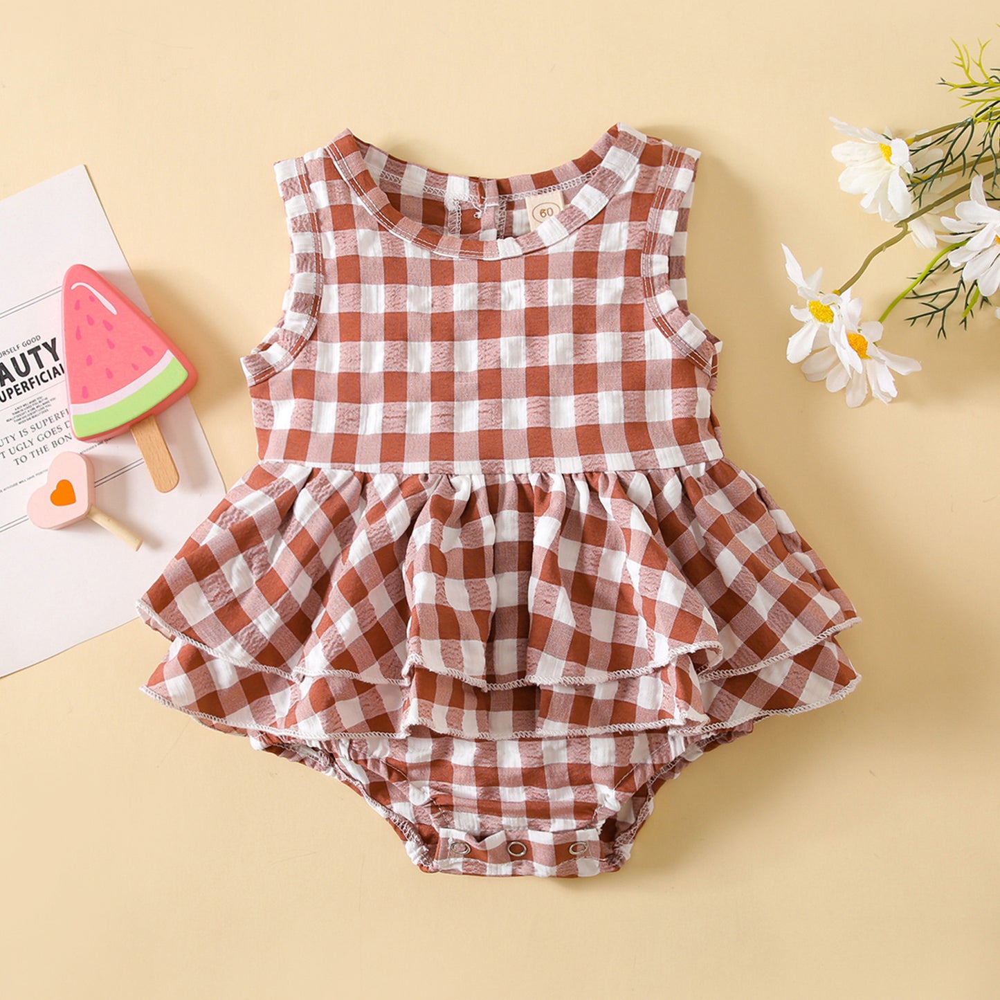 Plaid Meadow Baby Gown