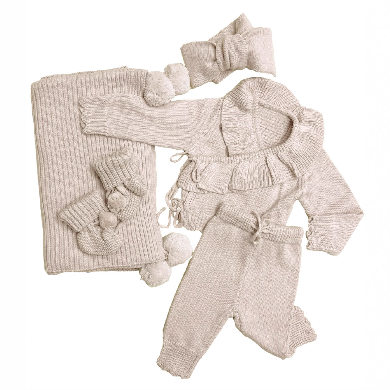 Oat Ruffle Knit Layette