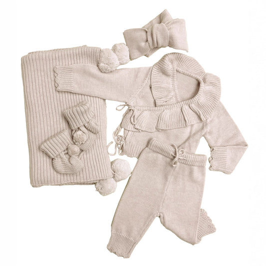 Oat Ruffle Knit Layette