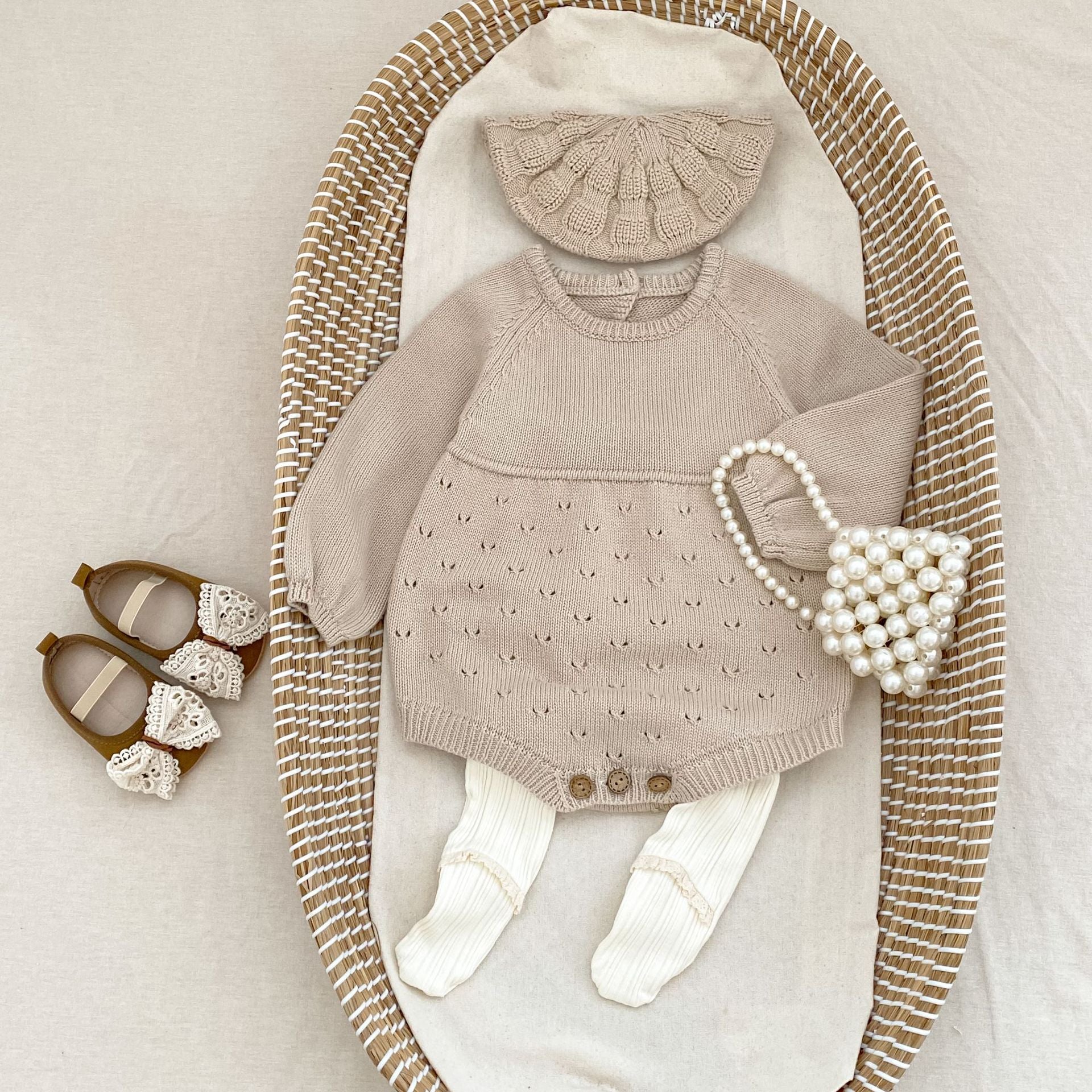 Acorn Pointelle Romper detail