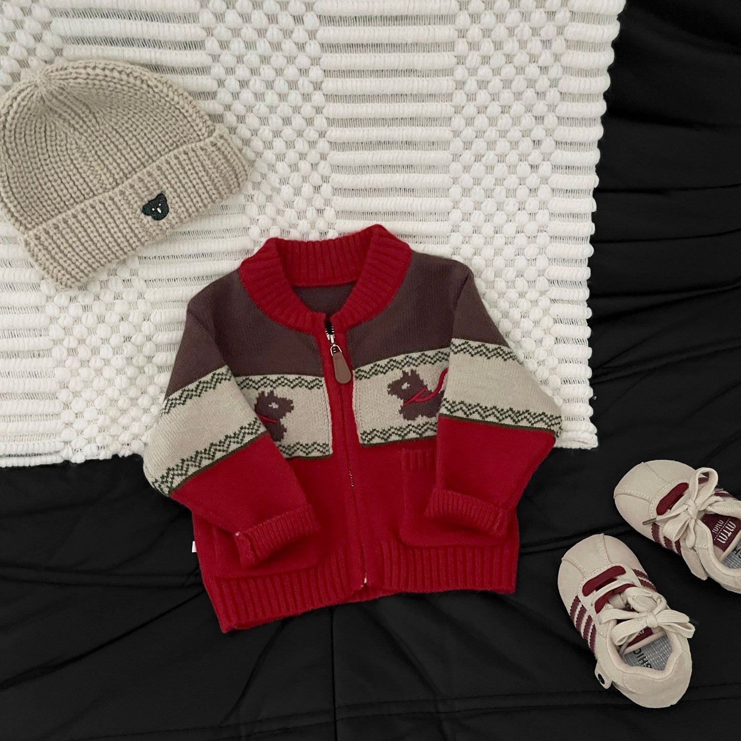 Fleece-Lined Knit Cardigan Coat