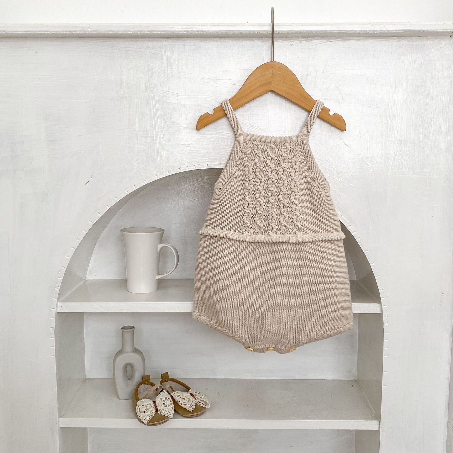 Acorn Cable Romper on baby