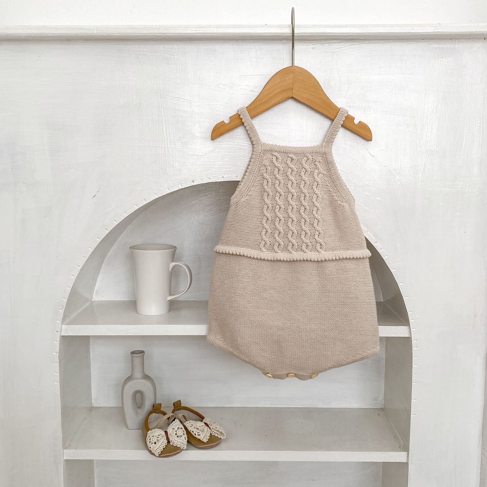 Acorn Cable Romper on baby