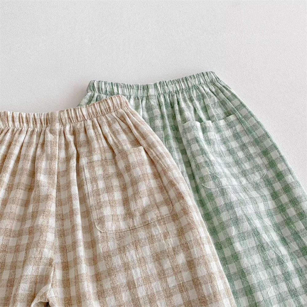 Linen Plaid Summer Trousers