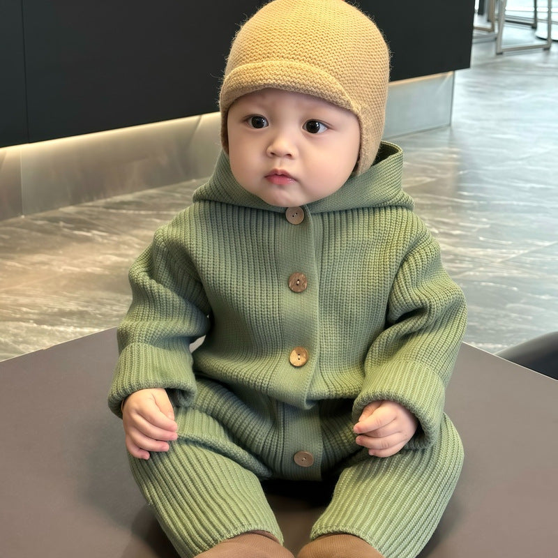 Heirloom Chunky Knit Romper and Bonnet