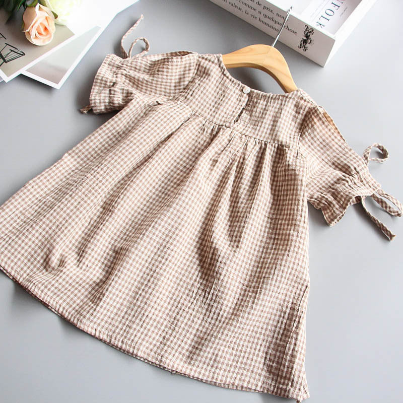 Grid Cotton A-line Skirt