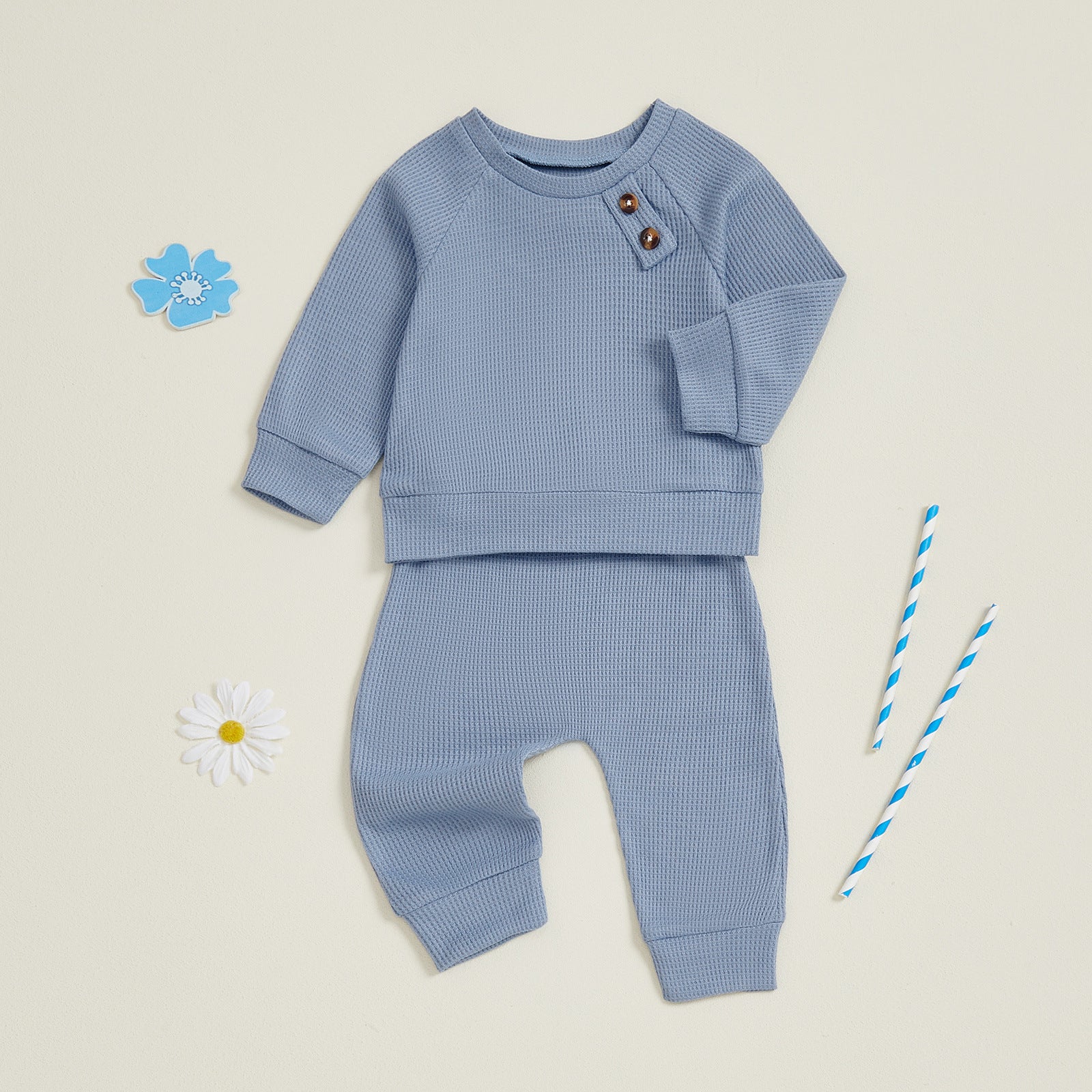 Meadow Waffle Set - dusk blue detail