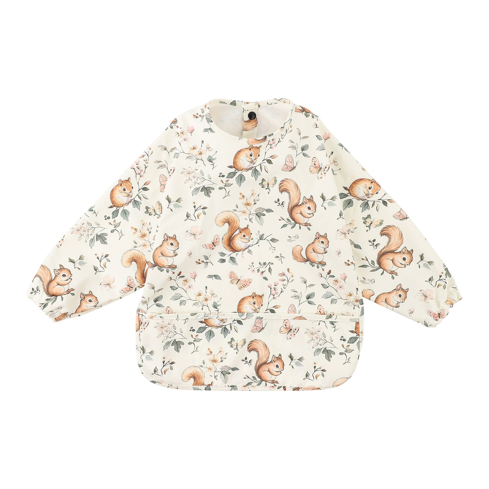Acorn Hollow Bib Squirrel and Blossom print