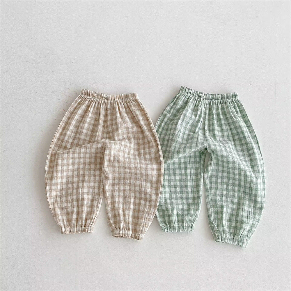 Linen Plaid Summer Trousers