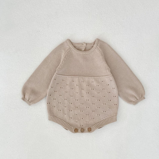 Acorn Pointelle Romper flat lay