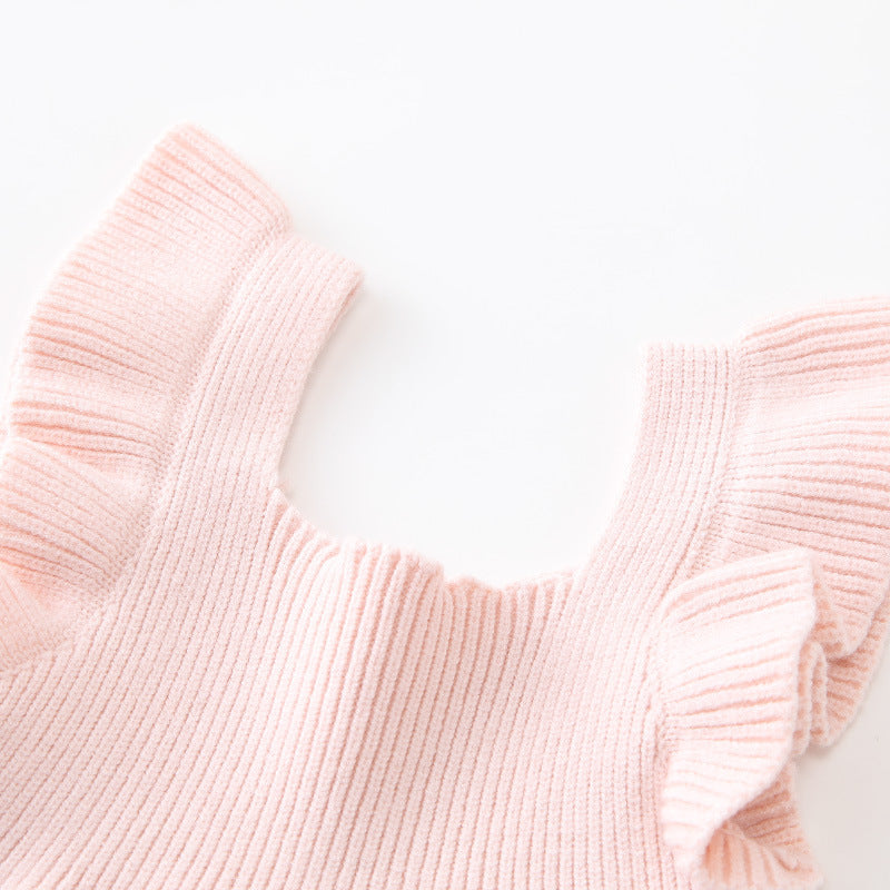 Petal Knit Pinafore ruffle sleeve detail