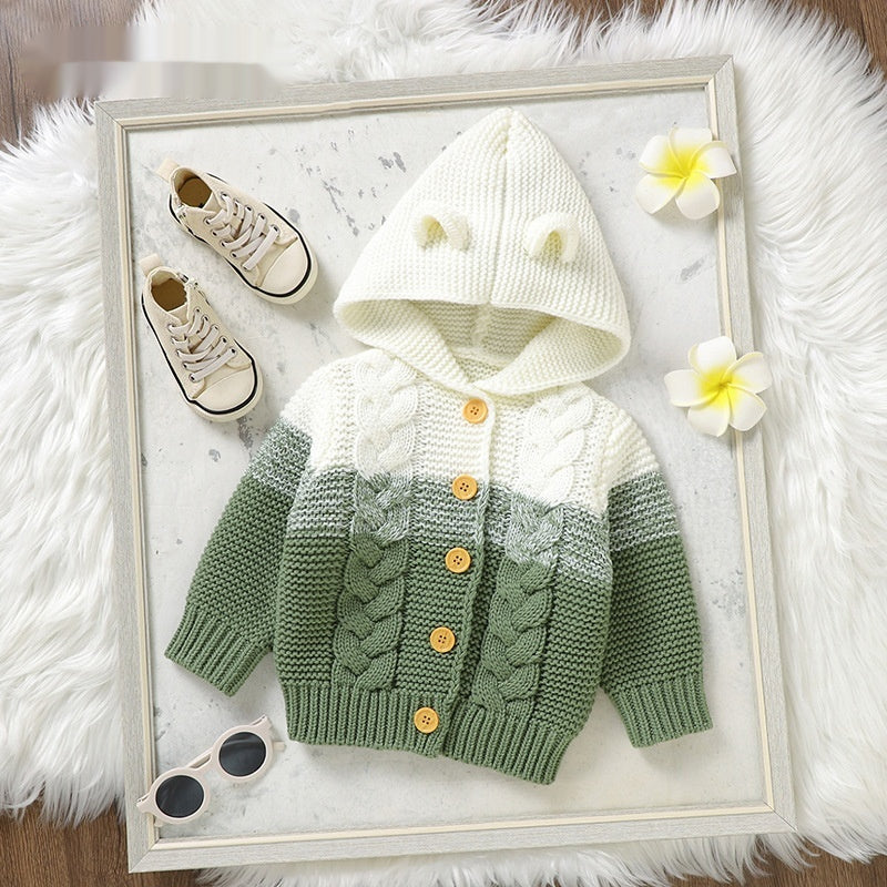 Cable-Knit Hooded Cardigan