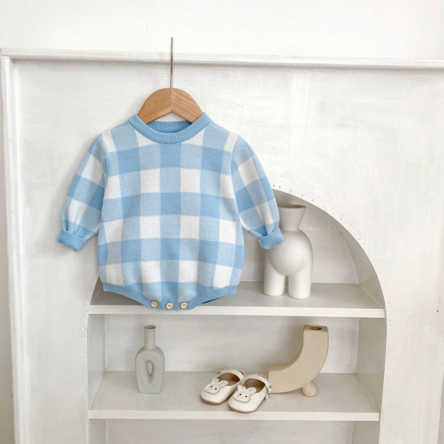 Willow Gingham Romper - on hanger