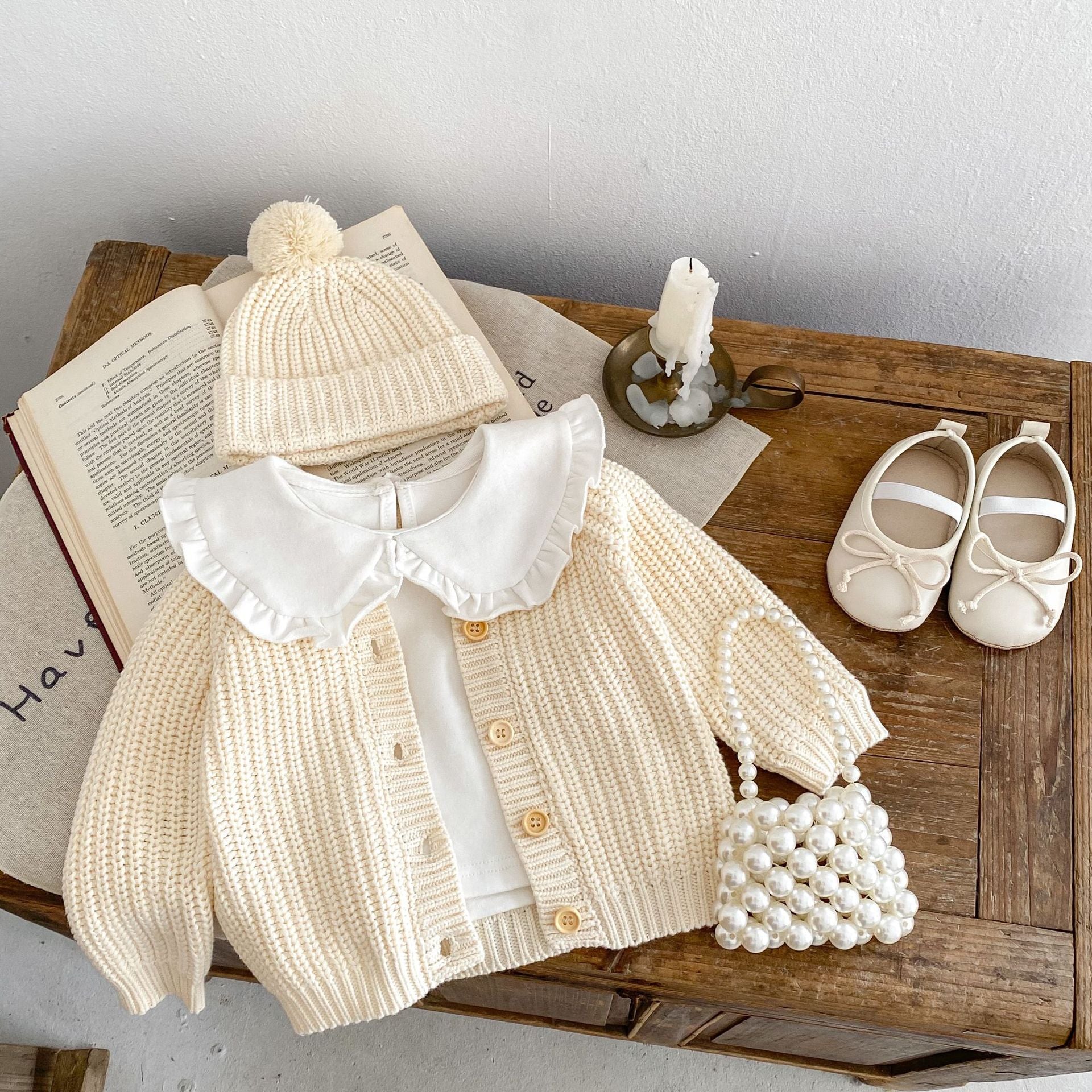 Willow Oat Cardigan styled with heirloom accessories