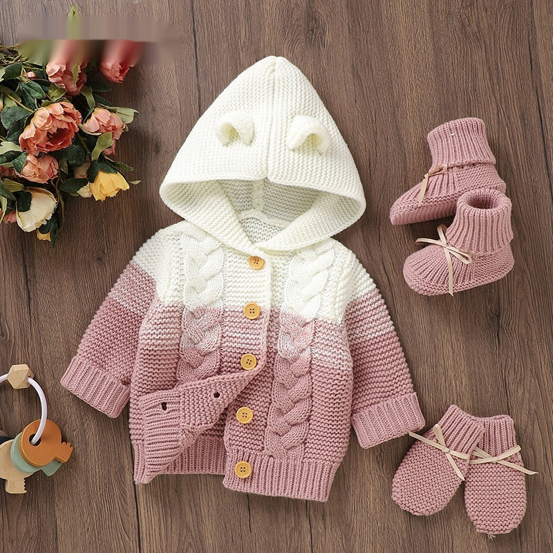 Cable-Knit Hooded Cardigan