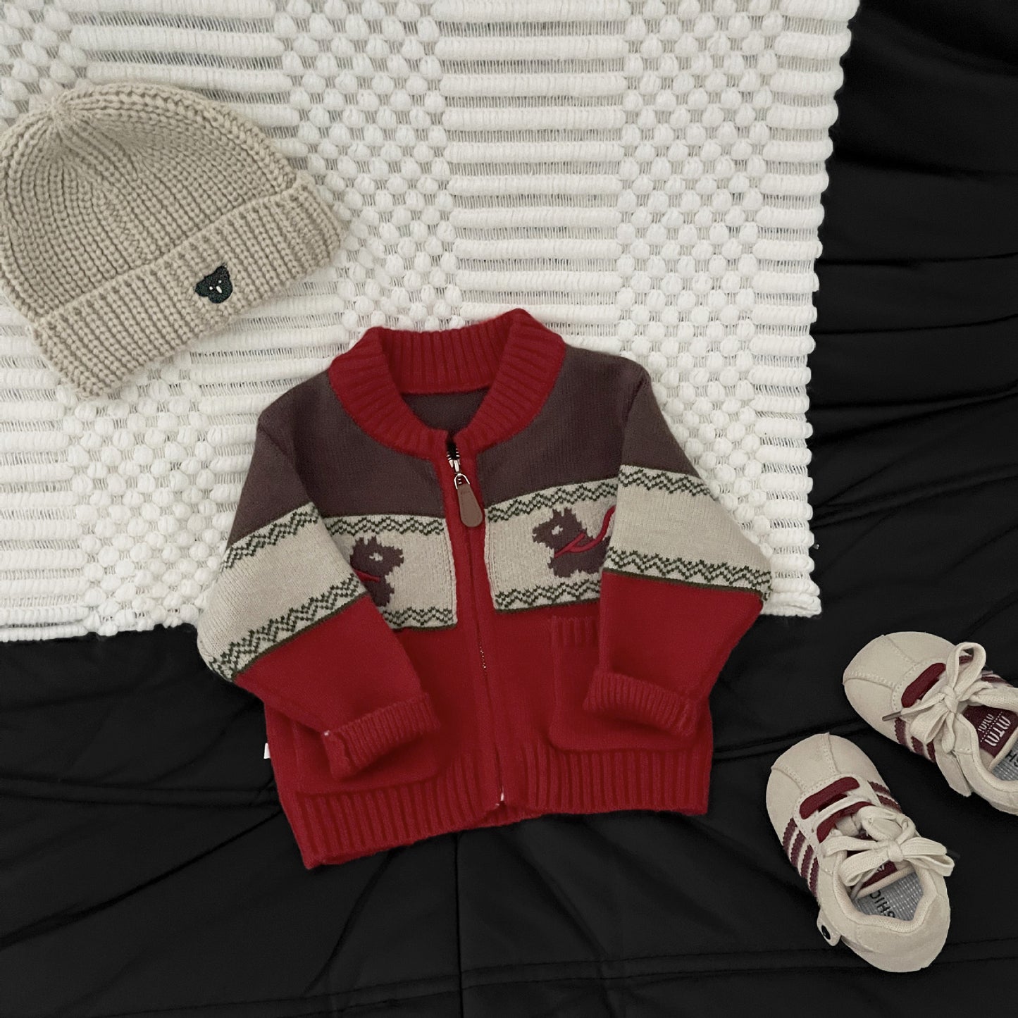 Fleece-Lined Knit Cardigan Coat