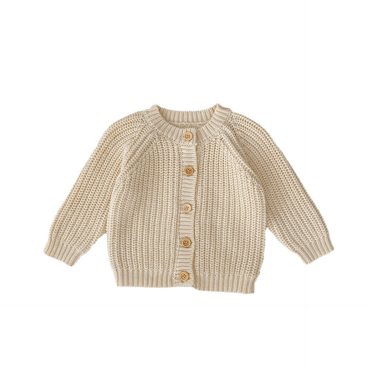 Willow Oat Cardigan - cream chunky knit, flat lay