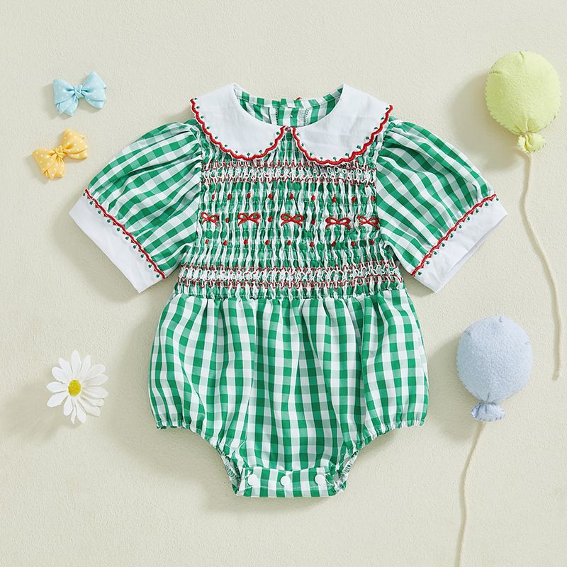 Smocked Gingham Crawling Onesie