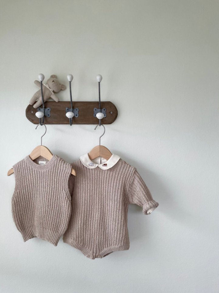 Oat Ribbed Romper cocoa